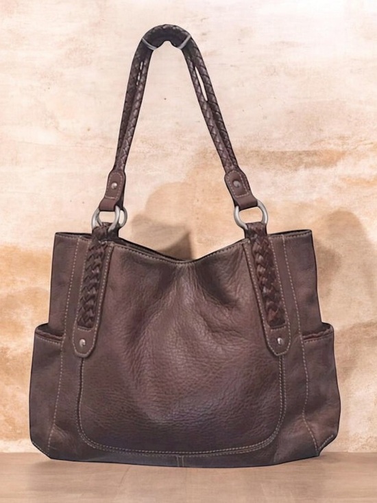 Fossil Handbags - Fossil Vintage Dark Brown Braided Handles Shoulder Bag